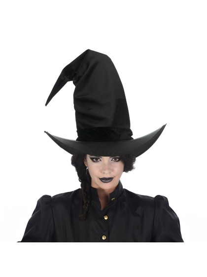 BLACK SATIN WITCH HAT 