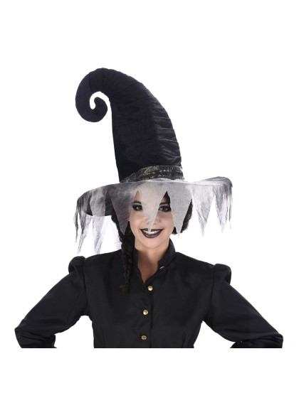 HEXENHUT SCHWARZ GRAU SAMT Einheitsgröße