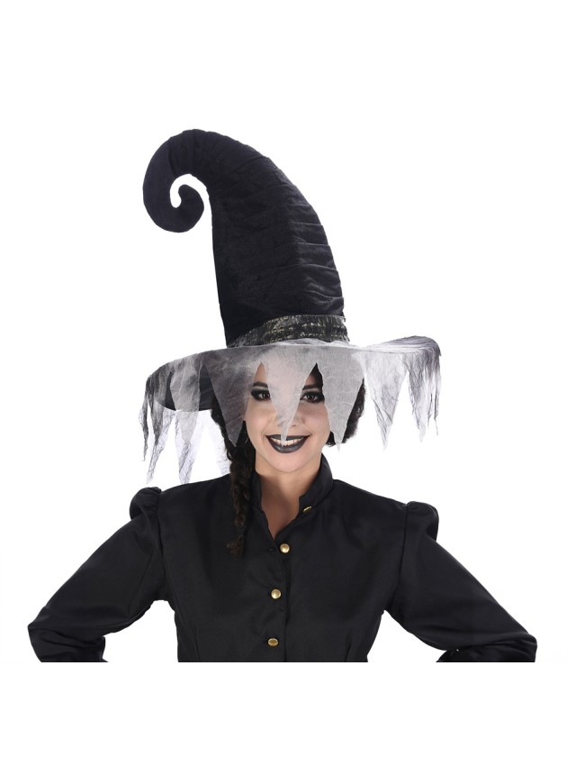 CHAPEAU SORCIERE NOIR GRIS VELOURS TU