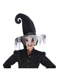 CHAPEAU SORCIERE NOIR GRIS VELOURS TU