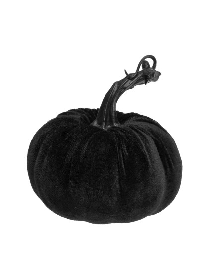 CITROUILLE VELOURS NOIR DIA 10CM X 7/11CM HT