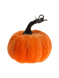 ORANGE VELVET PUMPKIN DIA 10CM X 7/11CM HT