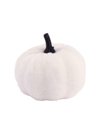 WHITE VELVET PUMPKIN DIA 7CM X 4/7CM HT
