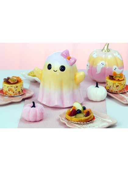 WHITE VELVET PUMPKIN DIA 7CM X 4/7CM HT