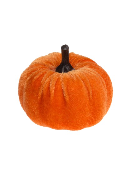 ORANGE VELVET PUMPKIN DIA 7CM X 4/7CM HT