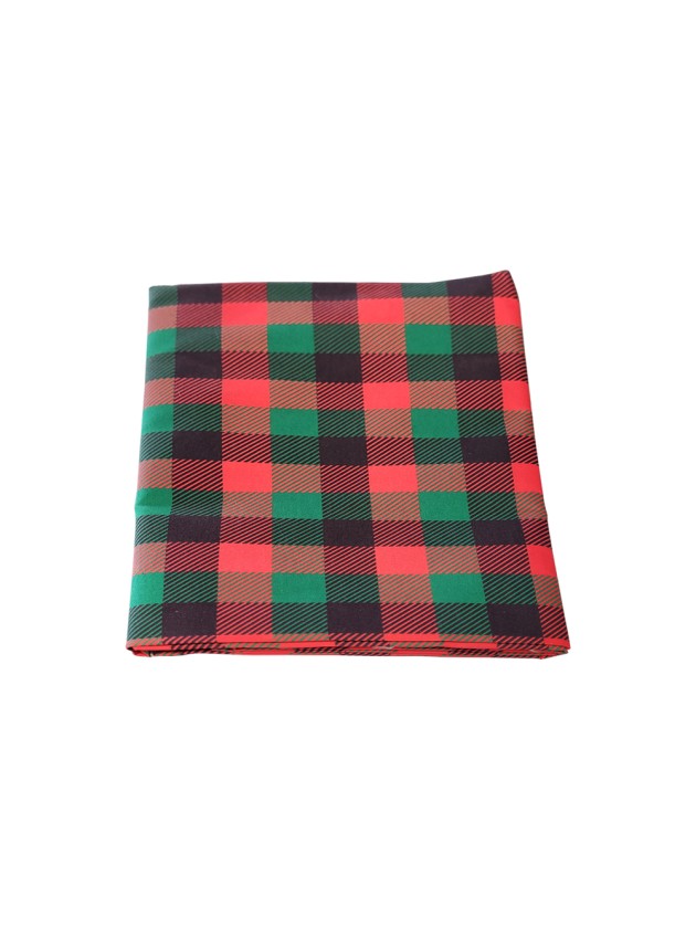 GEFALTETE TISCHDECKE STOFF TARTAN ROUGE/VERT/BLANC 150CM X 240CM