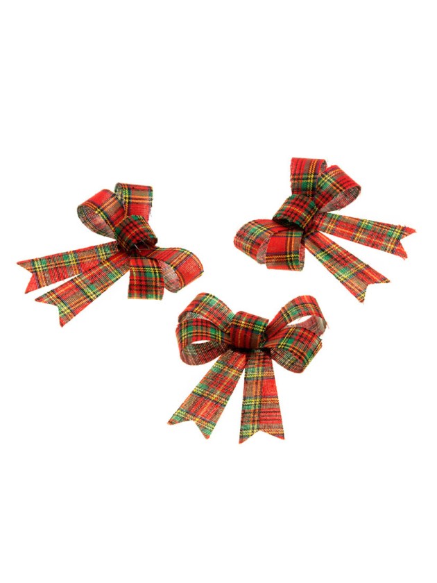 3 NOEUDS SCOTTISH ROUGE/VERT/OR 10CM X 12.7CM