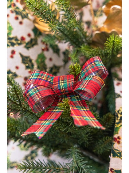 3 SCOTTISH BOWS RED/GREEN/GOLD 10CM X 12.7CM