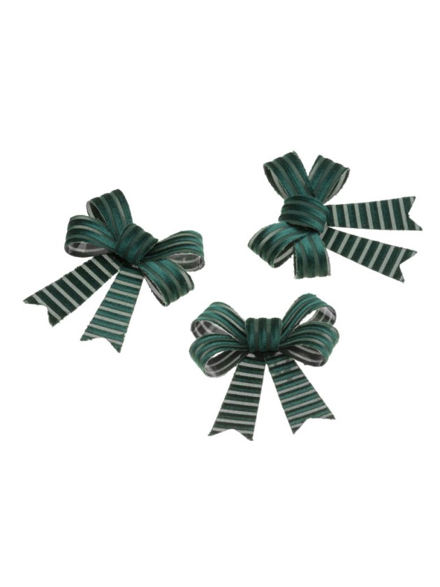 3 GREEN CORDUROY VELVET BOWS 10CM X 12.7CM