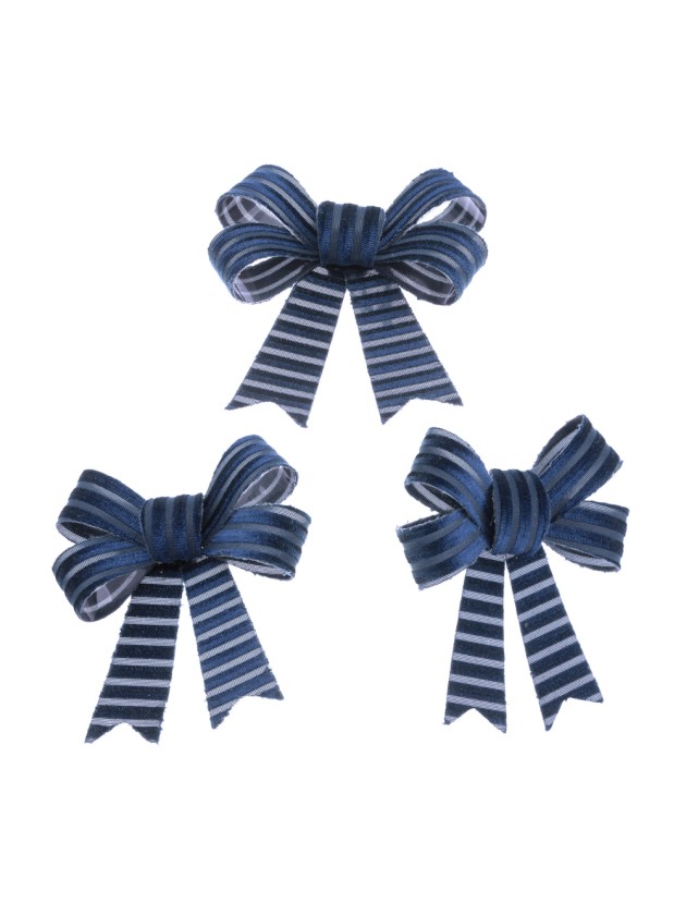 3 NOEUDS VELOURS COTELE BLEU MARINE 10CM X 12.7CM