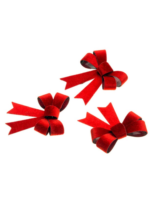 3 SCHLEIFEN SAMT ROT 10CM X 12.7CM