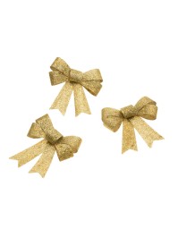 3 NOEUDS PAILLETTES OR ETOILES HOLOGRAMMES 10CM X 12.7CM