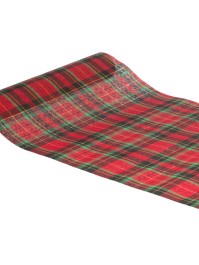 CHEMIN DE TABLE TISSU DUNBAR ROUGE/VERT/OR 28CM X 3M
