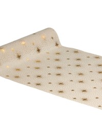 TISCHLÄUFER STOFF NATUR FEERIE GOLD METALL 28CM X 3M
