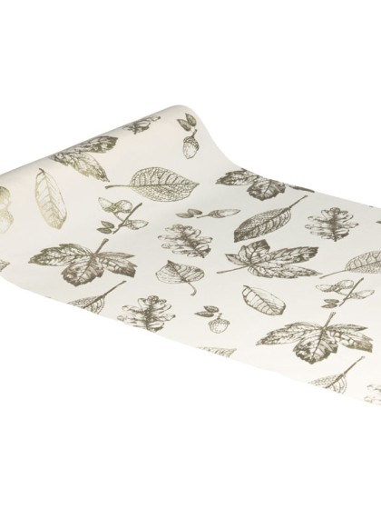 METAL CHAMPAGNE AUTUMN LEAVES TABLE RUNNER 28CM X 3M