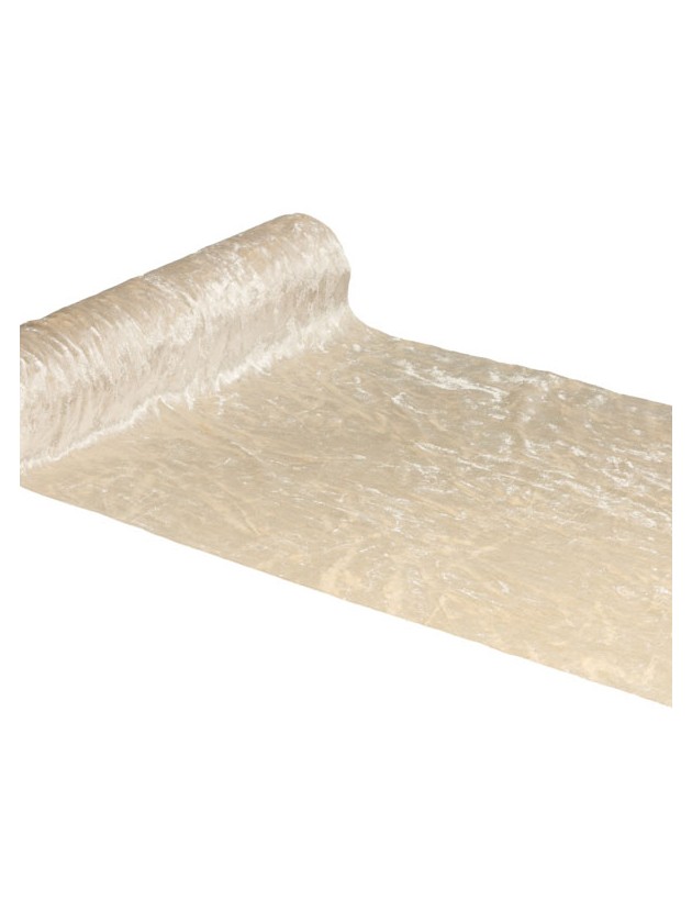 CHEMIN DE TABLE VELOURS SHINY DELUXE IVOIRE 28CM X 3M