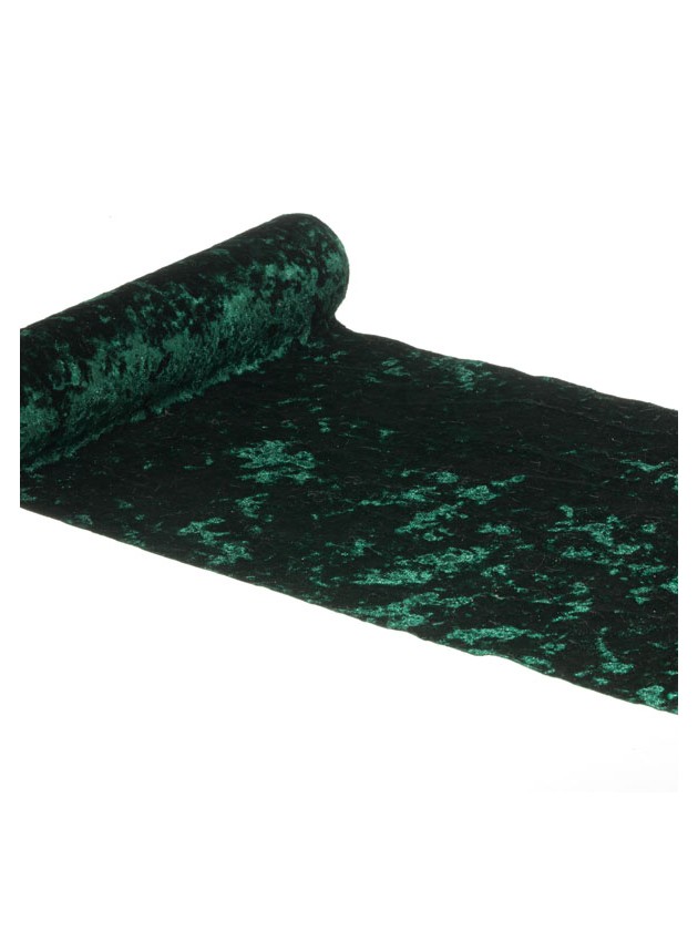 VELVET TABLE RUNNER DELUXE SHINY DARK GREEN 28CM X 3M