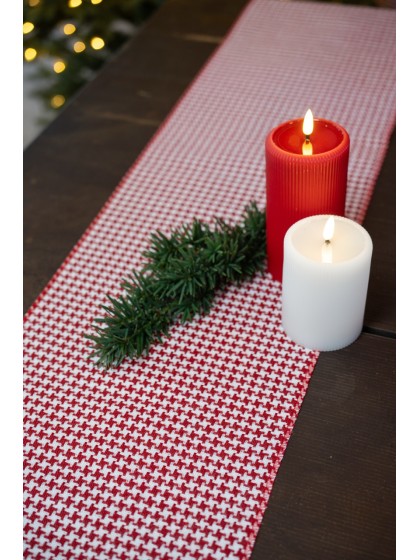 TABLE RUNNER WIND ROSES RED/WHITE 28CM X 3M