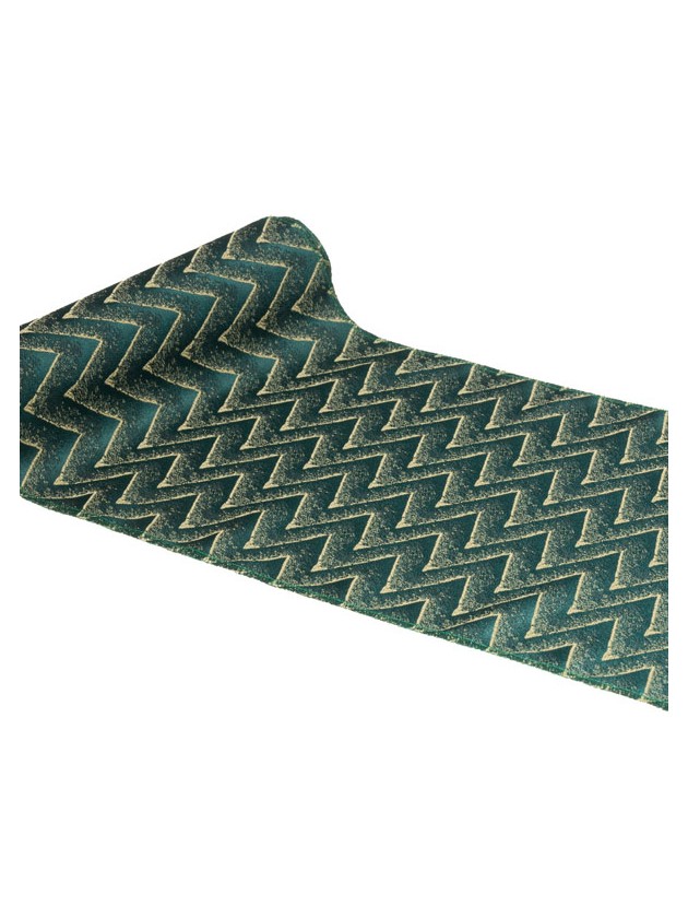 CHEMIN DE TABLE MOUNTAINS VERT/OR 28CM X 3M