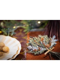 BOUQUET DE TABLE NOEL VINTAGE VERT/AMBRE/OR 19CM