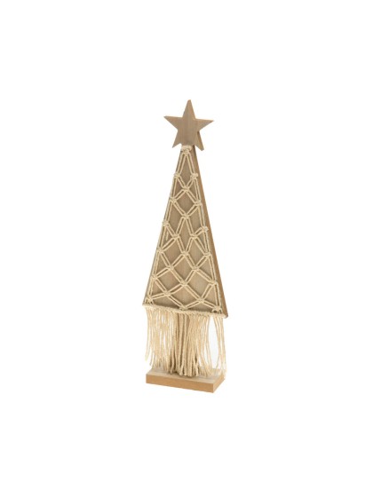 SAPIN BOIS NATUREL MACRAME SUR SOCLE 11.5CM X 5CM X 36CM
