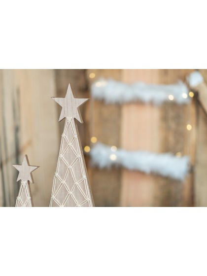 SAPIN BOIS NATUREL MACRAME SUR SOCLE 16CM X 5.5CM X 51CM