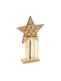 NATURAL WOODEN STAR MACRAME ON BASE 15CM X 4.5CM X 25CM