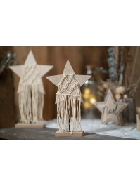NATURAL WOODEN STAR MACRAME ON BASE 15CM X 4.5CM X 25CM