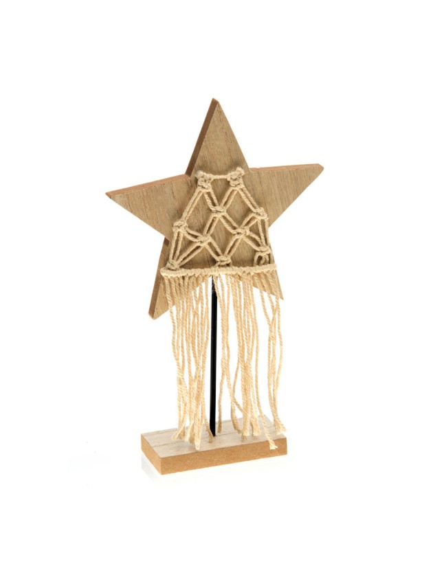 NATURAL WOODEN STAR ON BASE 18CM X 4.5CM X 30CM