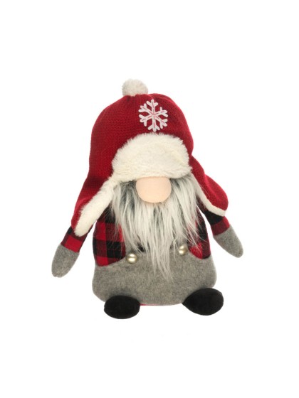 GNOME TRAPEUR LEWIS CASQUETTE ROUGE/GRIS 30CM X 19CM X 31CM