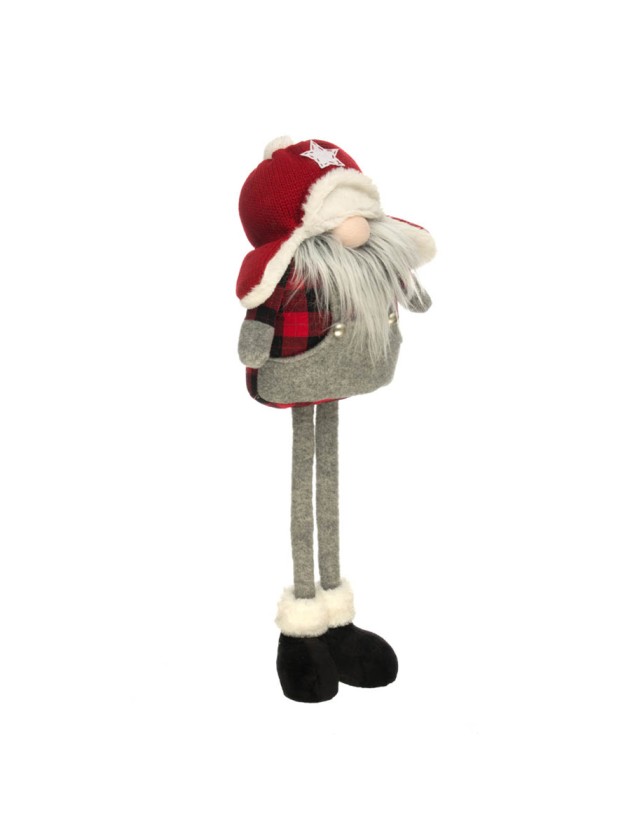 GNOME TRAPEUR LEWIS CASQUETTE JAMBES TELESCOPIQUES ROUGE/GRIS 30CM X 13CM X 58CM
