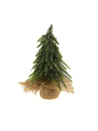 MINI REALISTIC XMAS TREE BAG JUTE FROSTED EFFECT 20CM