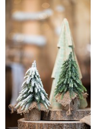 MINI REALISTIC XMAS TREE BAG JUTE FROSTED EFFECT 20CM