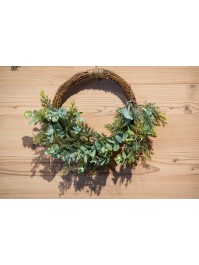 COURONNE AVENT ROTIN EUCALYPTUS FOUGERES 10 LEDS DIA 30CM X 9CM