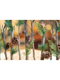 HOLZRAHMEN VINTAGE WEIHNACHTEN STERNE PAILLETTEN BERNSTEIN UND GLÖCKCHEN VIEILLIS 50CM X 6CM X 30CM