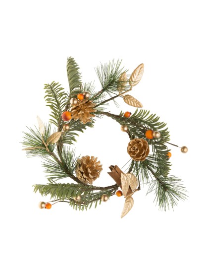 TABLE CENTER SWEET WREATH GREEN/AMBER/MATT GOLD 25CM X 8CM