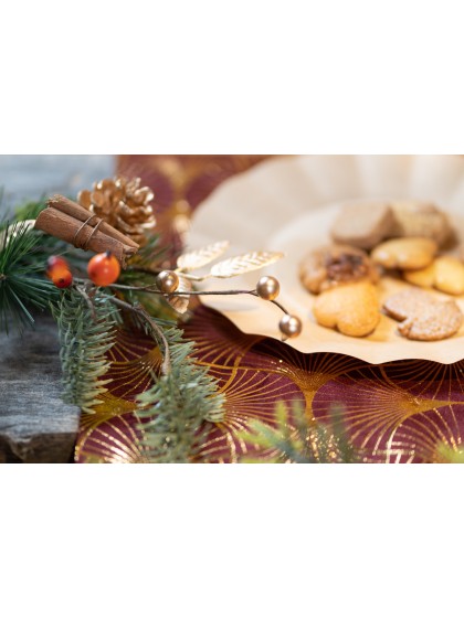 TABLE CENTER SWEET WREATH GREEN/AMBER/MATT GOLD 25CM X 8CM