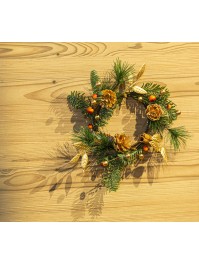TABLE CENTER SWEET WREATH GREEN/AMBER/MATT GOLD 25CM X 8CM
