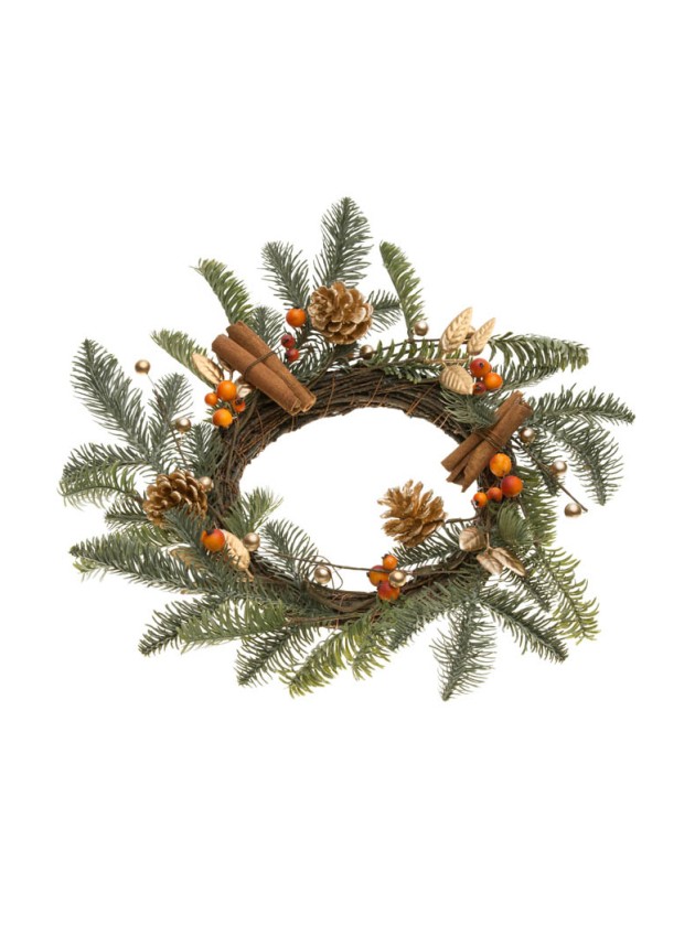 SWEET WREATH GREEN/AMBER/MATT GOLD DIA 40CM X 10CM