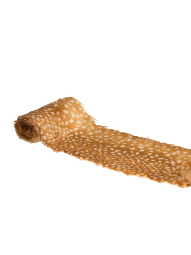 CHEMIN DE TABLE FOURRURE DAIM ROUX/BLANC 20CM X 2M