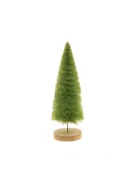 LIGHT GREEN TREE ON WOODEN BASE DIA 11CM X 24CM