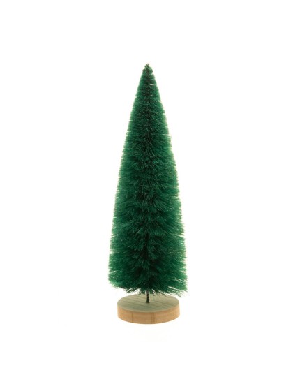 FOREST GREEN TREE ON WOODEN BASE DIA 11CM X 33CM