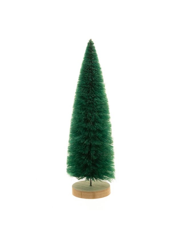 FOREST GREEN TREE ON WOODEN BASE DIA 11CM X 33CM