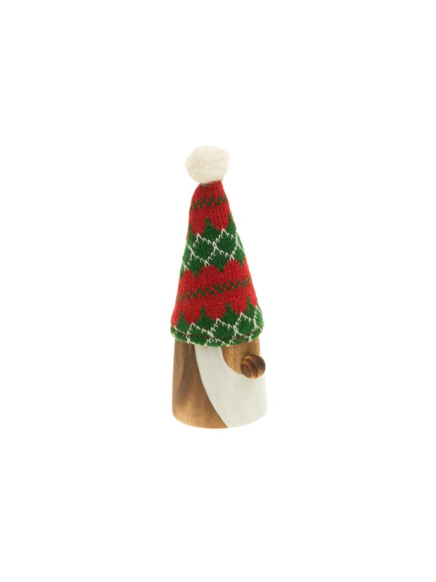 KOPF WEIHNACHTSMANN TRICOT WEIHNACHTEN ROUGE/VERT HOLZ 6CM X 8CM X 14CM