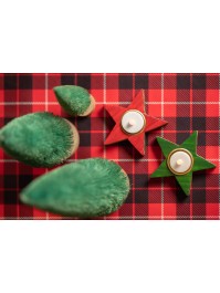 BOUGEOIR BOIS ETOILE VERNIS VERT BRILLANT 12CM X 2CM