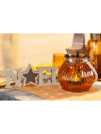 WOODEN TABLE CENTER METAL GOLD GLITTERS 24CM X 9.5CM