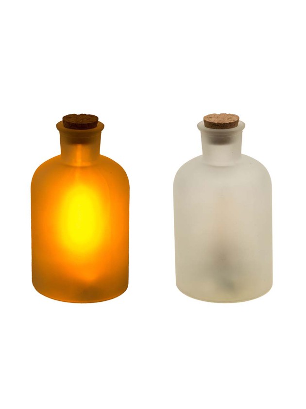 FLASCHE BEREIFT MOOD EFFEKT FLAMME LED DIA 8CM X 15.5CM