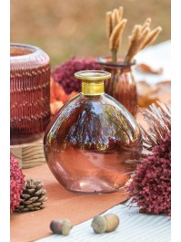 DAISY BALL VASE DARK RED GOLD 12.5CM X 14.5CM