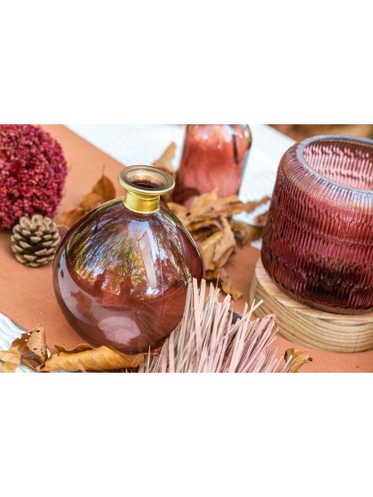 DAISY BALL VASE DARK RED GOLD 12.5CM X 14.5CM