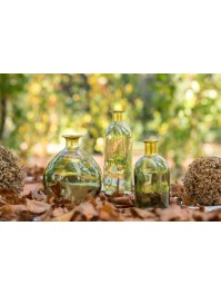 DAISY BALL VASE OLIVE GREEN GOLD 12.5CM X 14.5CM